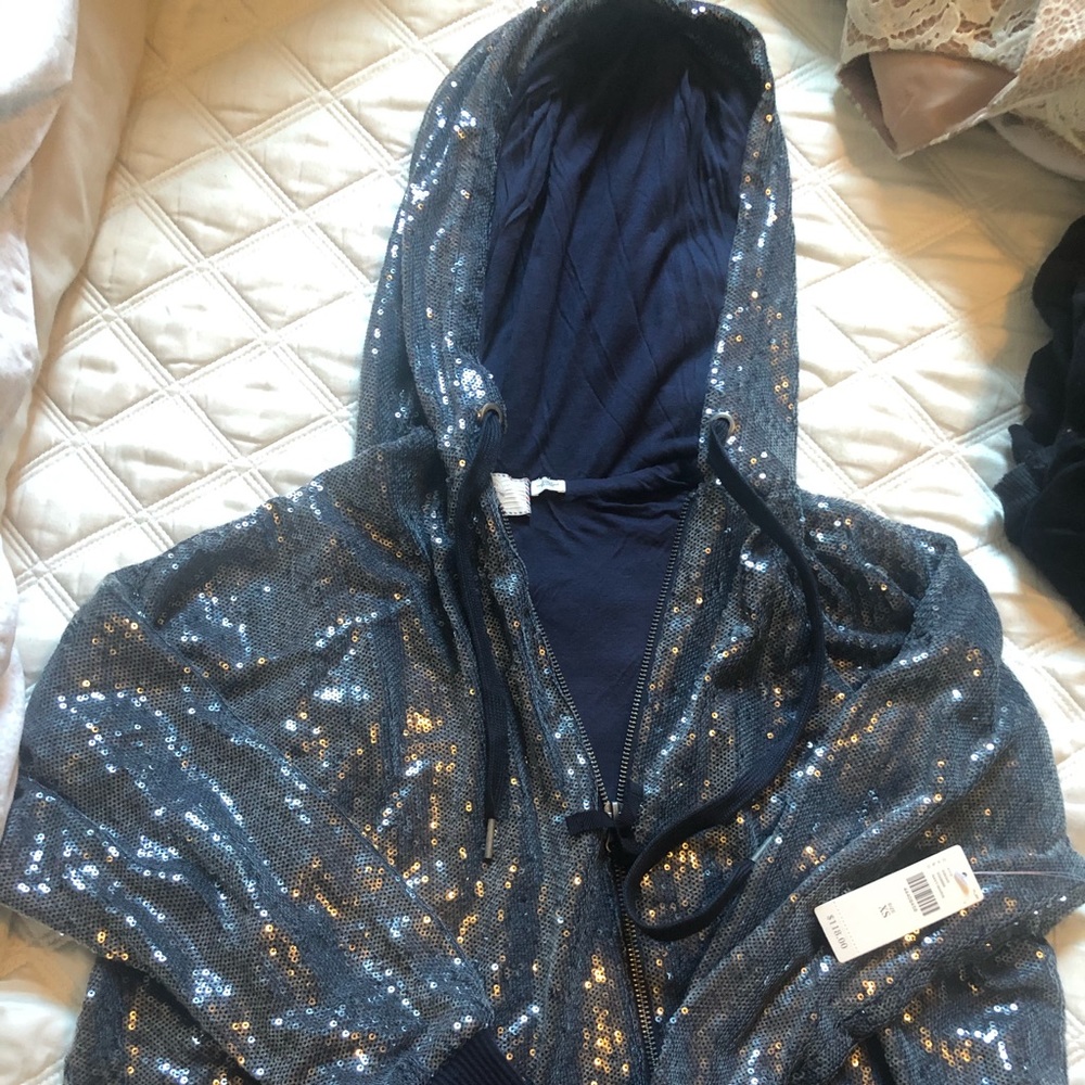 Anthropologie Sequined Cropped Sweatshirt